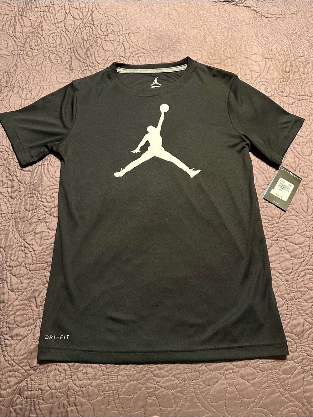 Jordan Black Short-Sleeve Performance Tee with White Jumpman